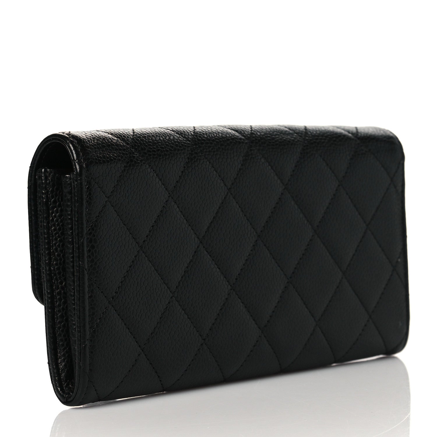 Chanel Caviar Quilted Large Gusset Flap Wallet Black 3 of 12