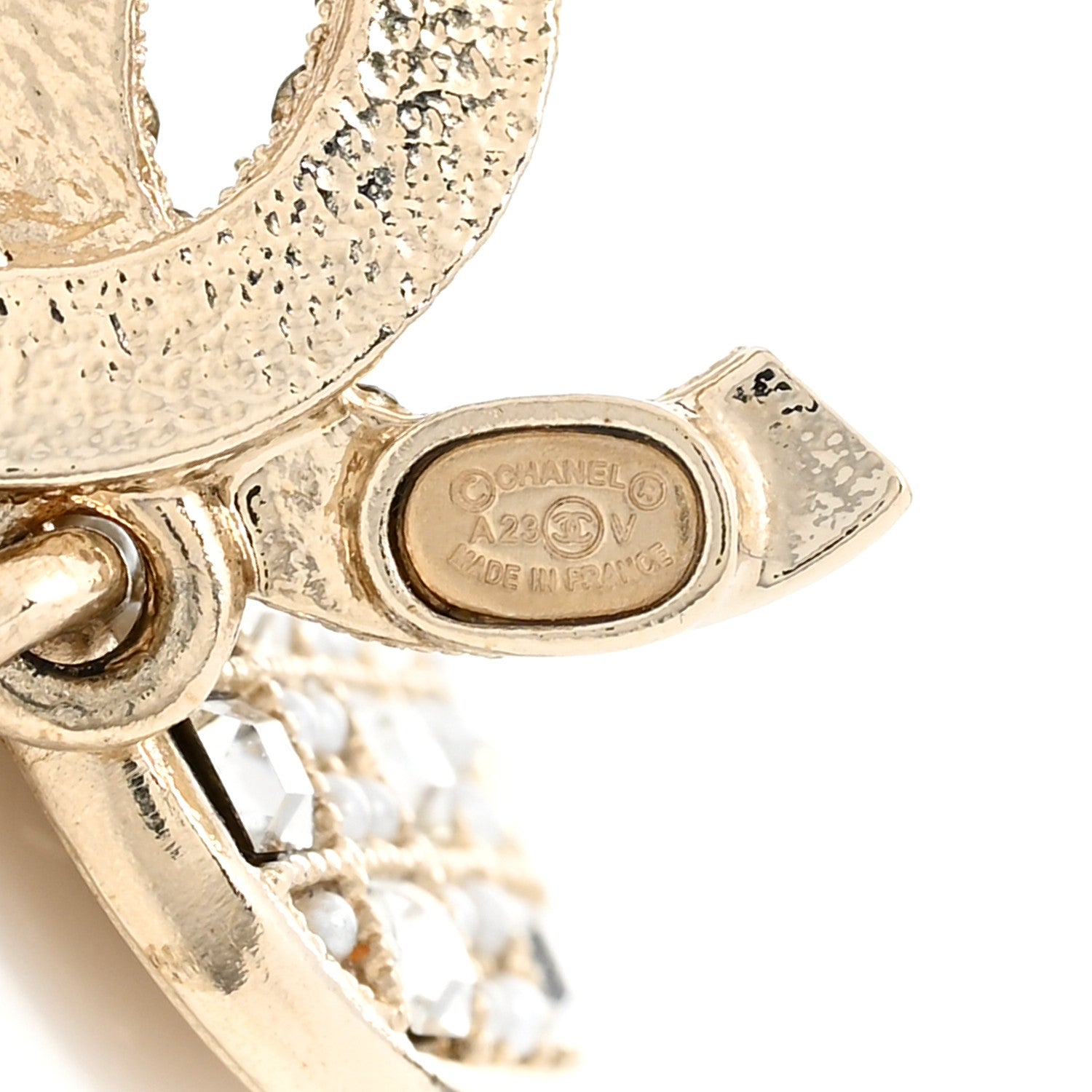 Chanel Pearl Baguette Crystal CC Drop Earrings Gold 3 of 5