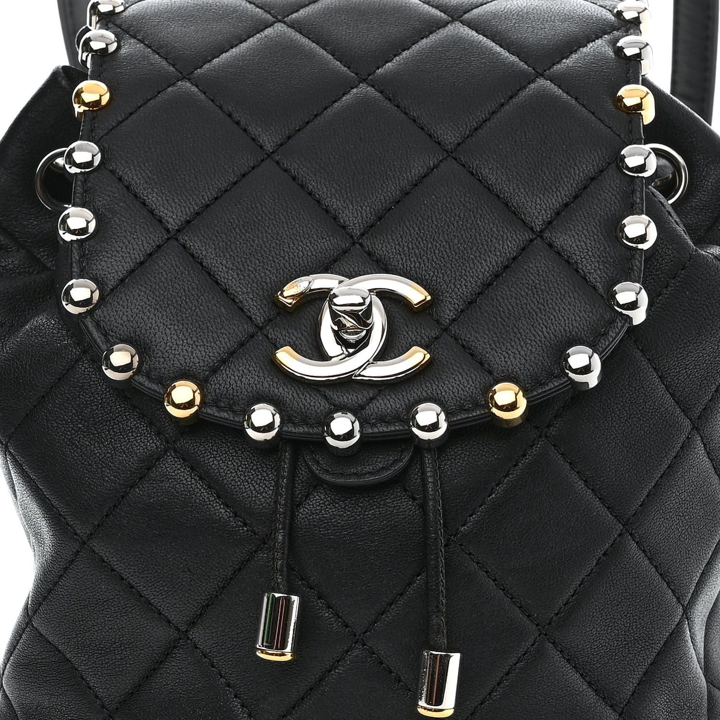 Lambskin Quilted Metallic Bubble Backpack Black