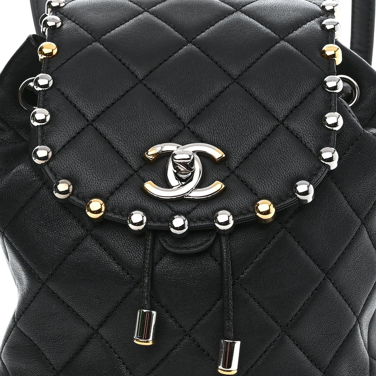 Chanel Lambskin Quilted Metallic Bubble Backpack Black 8 of 11