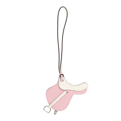 Hermes Swift Paddock Selle Horse Saddle Bag Charm Rose Sakura White 1 of 4