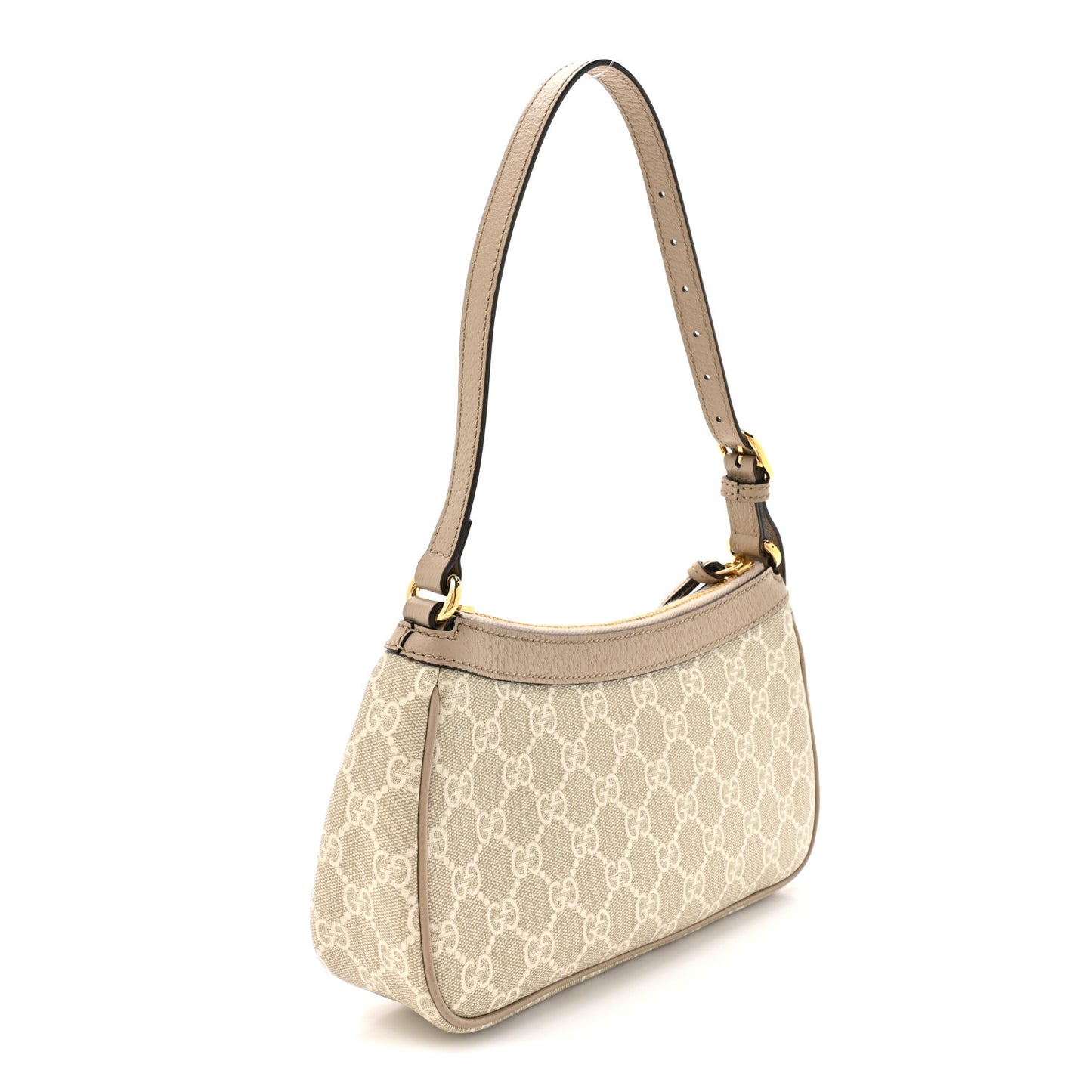 GG Supreme Monogram Textured Dollar Calfskin Small Ophidia Hobo Beige Mystic White Oatmeal