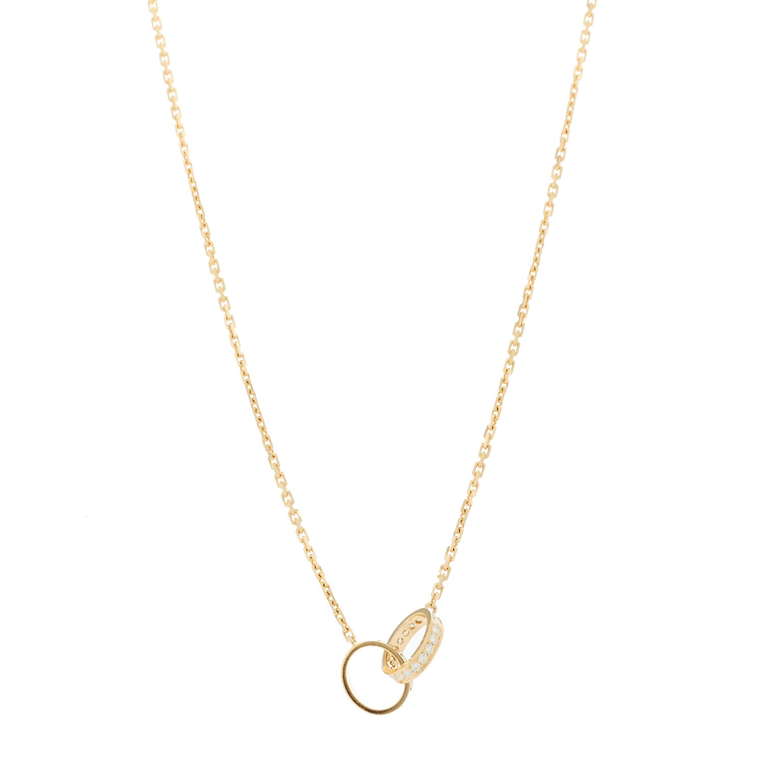 Cartier 18K Yellow Gold Diamond Interlocking LOVE Necklace 1 of 6