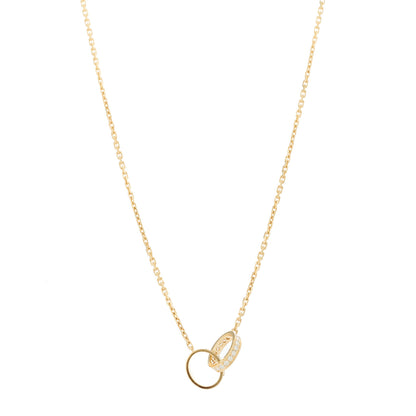 Cartier 18K Yellow Gold Diamond Interlocking LOVE Necklace 1 of 6