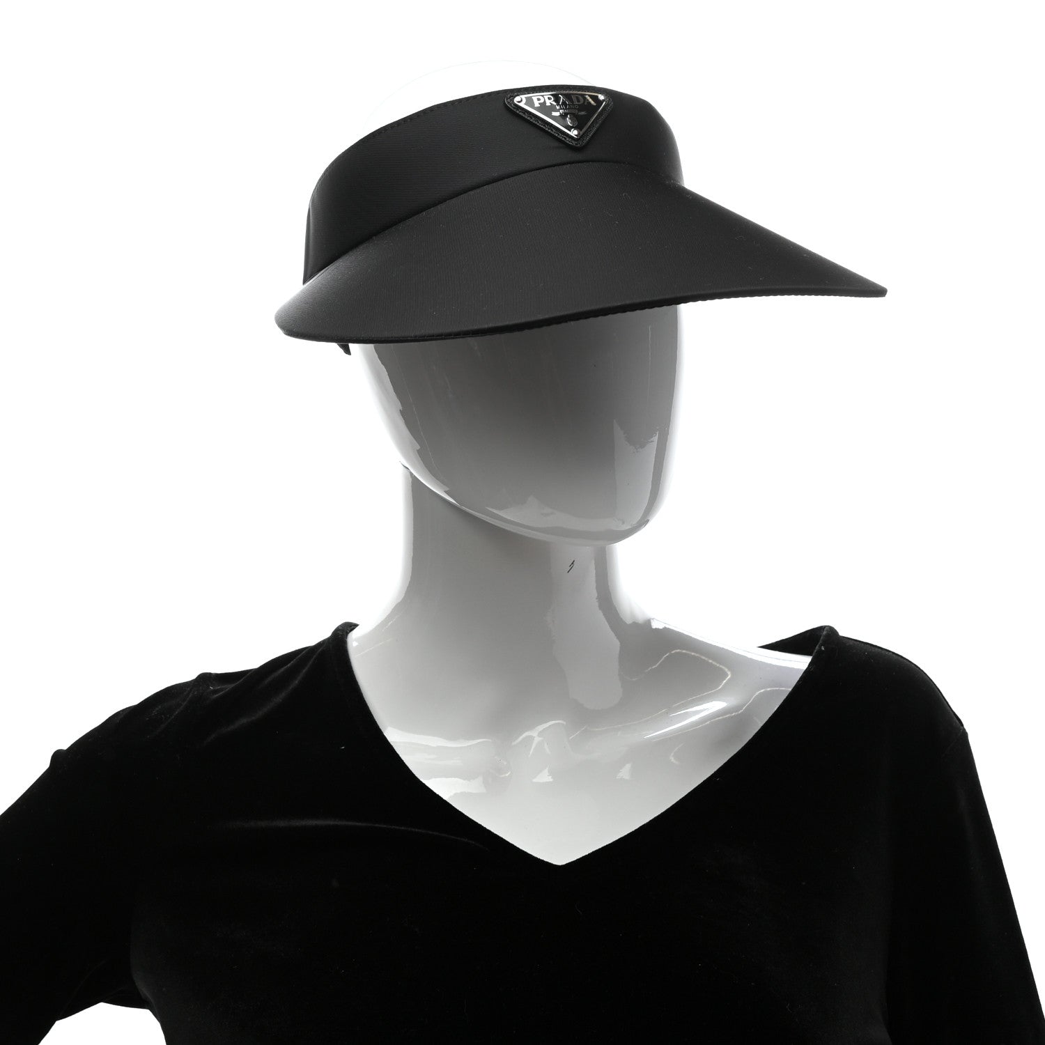 Prada Nylon Triango Metal Triangle Logo Womens Visor S Black 2 of 7