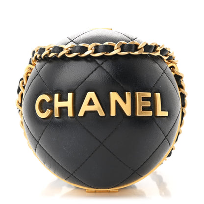 Chanel Lambskin Quilted Sphere Minaudiere Chain Clutch Black 1 of 10