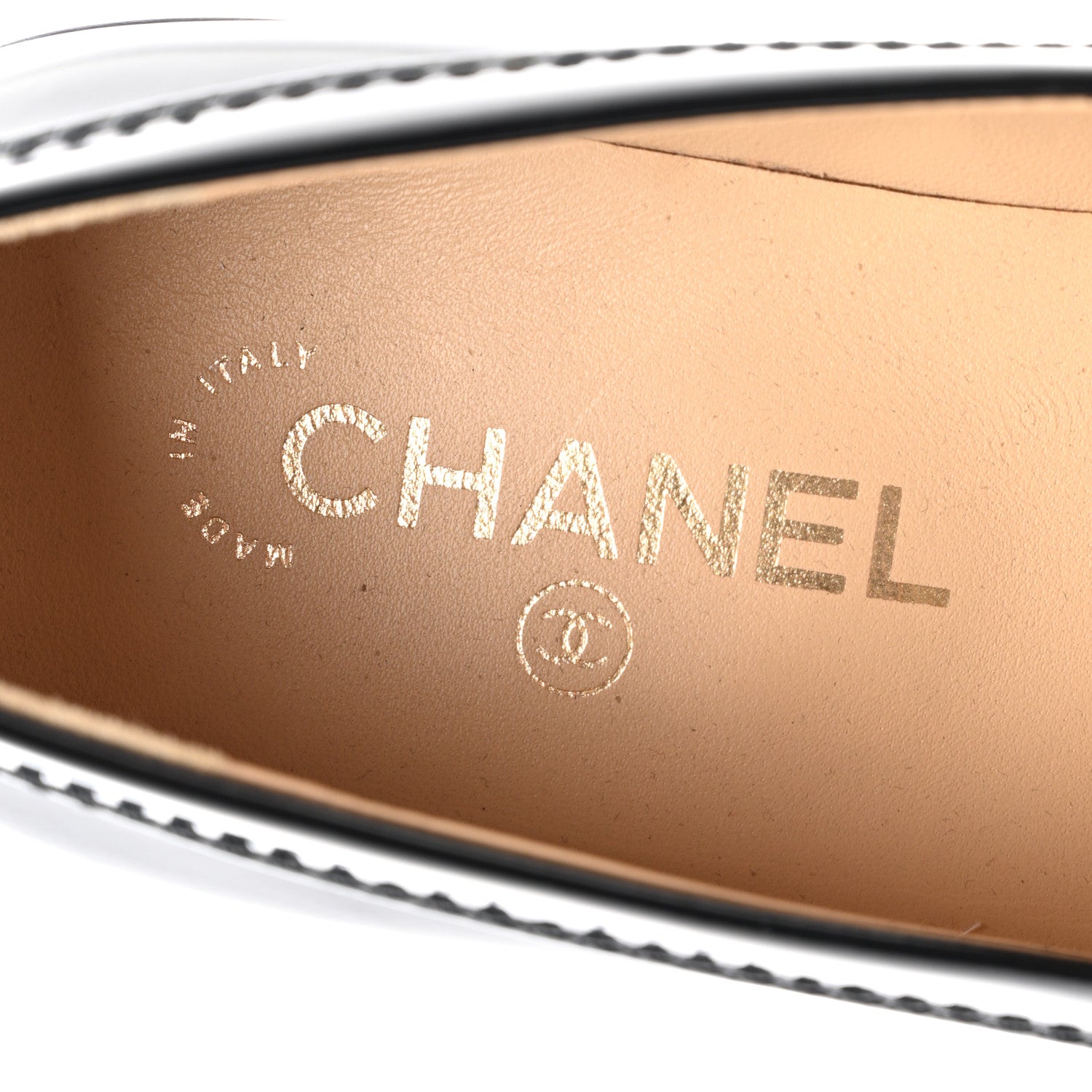 Chanel Shiny Calfskin Logo Loafers 40 Black 7 of 9