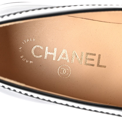 Chanel Shiny Calfskin Logo Loafers 40 Black 7 of 9