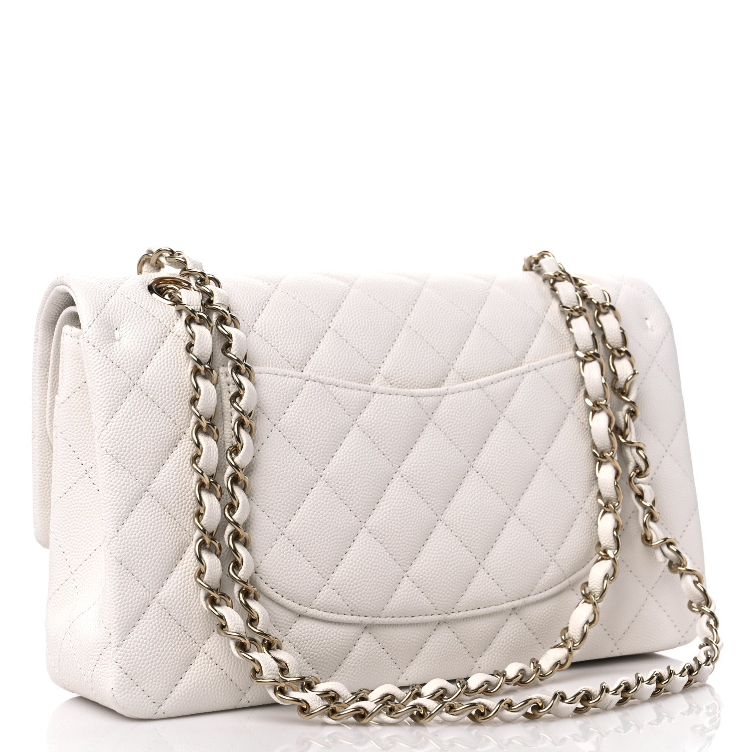 Chanel Caviar Quilted Medium Double Flap White 3 of 10