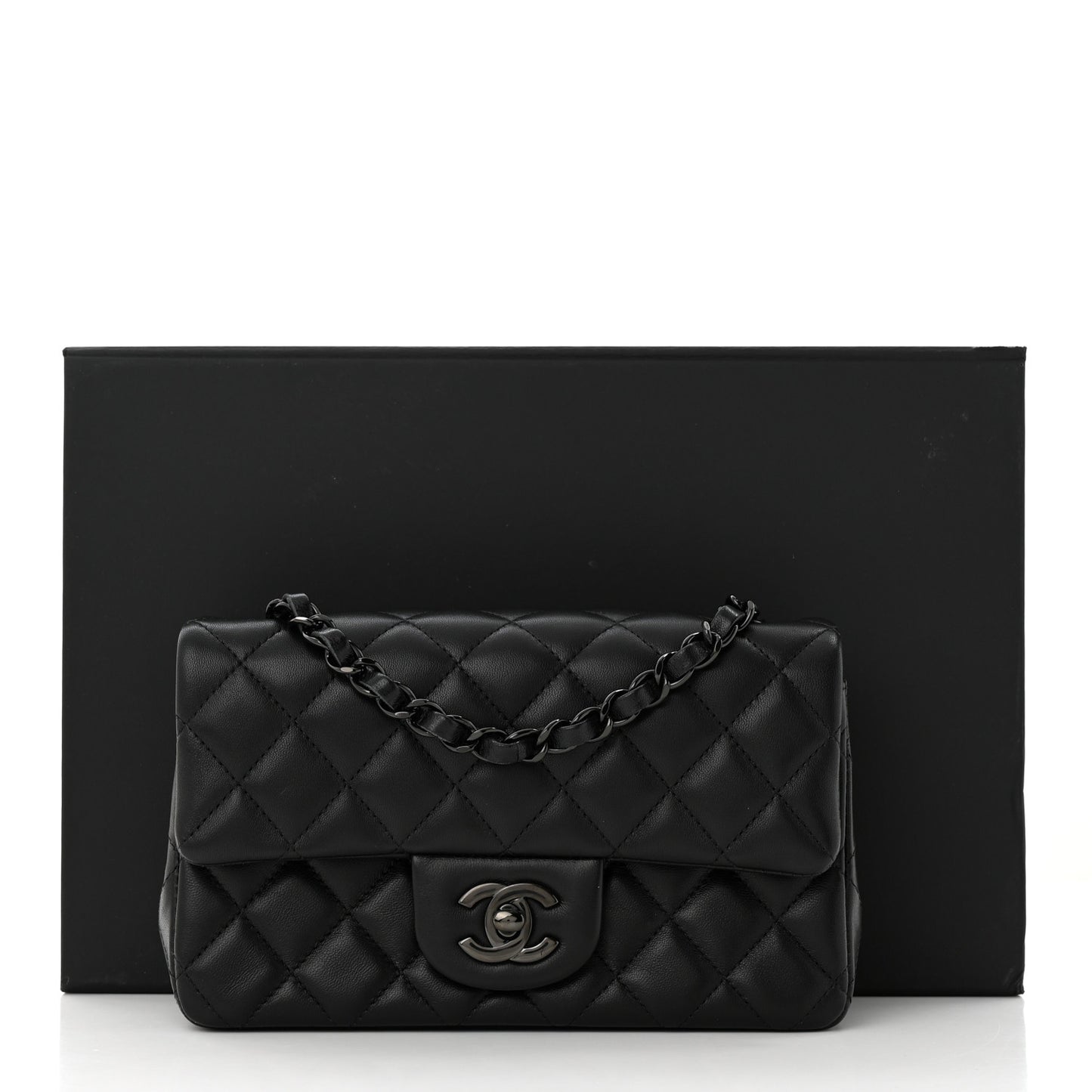 Lambskin Quilted Mini Rectangular Flap So Black