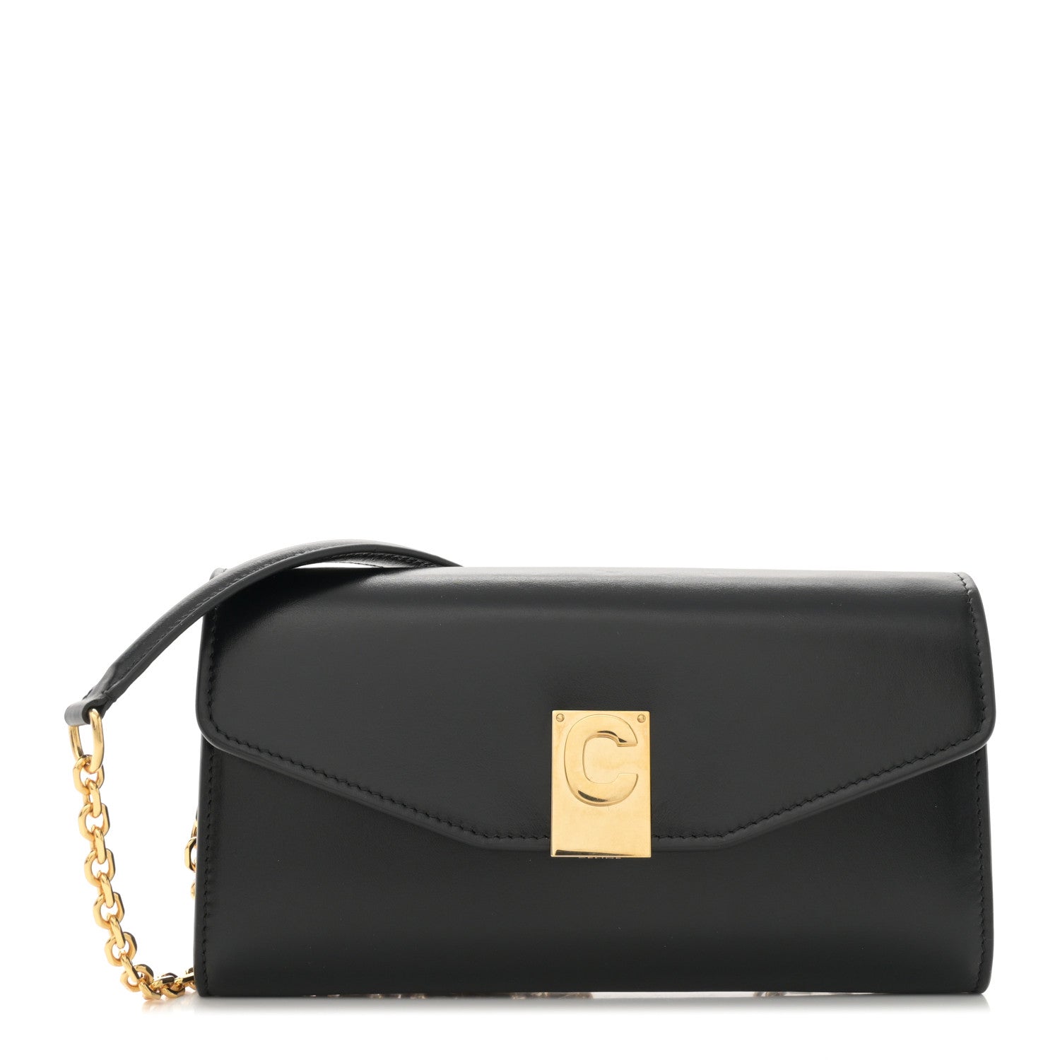 Celine Shiny Smooth Calfskin C Wallet On Chain Bag Black 1 of 10