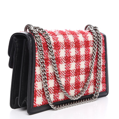 Gucci Tweed Check Small Dionysus Shoulder Bag Black Red 2 of 9
