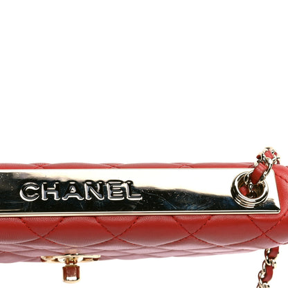 Chanel Lambskin Quilted Trendy CC Wallet On Chain WOC Red 9 of 9