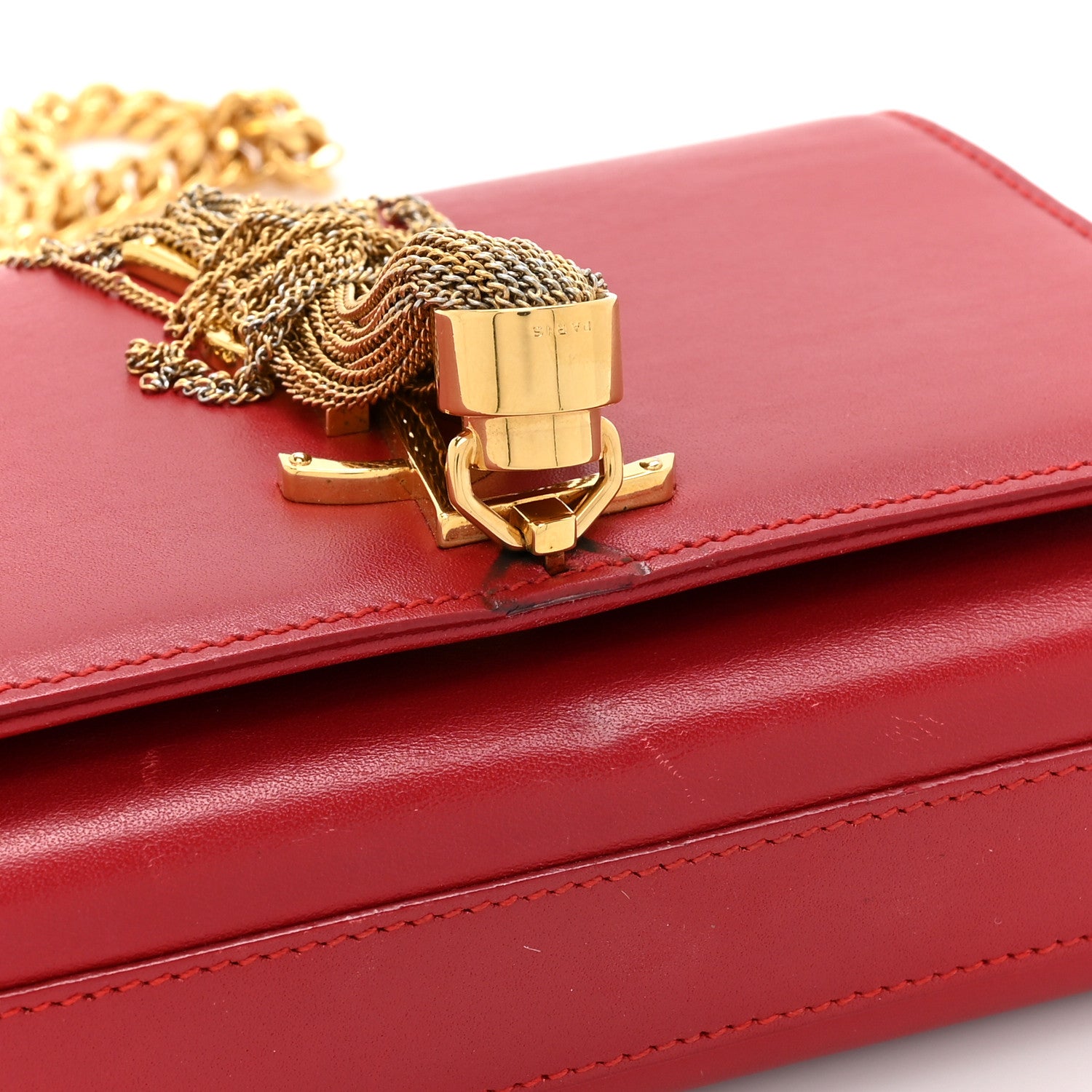 Saint Laurent Calfskin Small Classic Monogram Kate Tassel Satchel Red 12 of 14