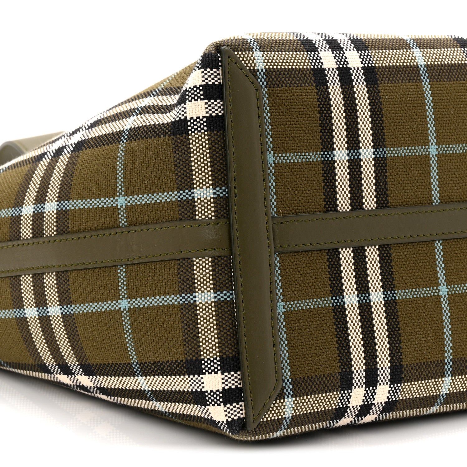 Burberry Cotton Check Small London Tote Bag Olive Green 9 of 10