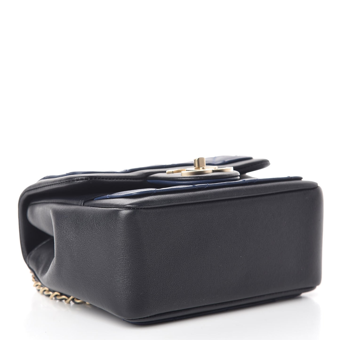 Lambskin Quilted Graphic Mini Flap Bag Navy Black