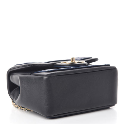 Chanel Lambskin Quilted Graphic Mini Flap Bag Navy Black 4 of 10