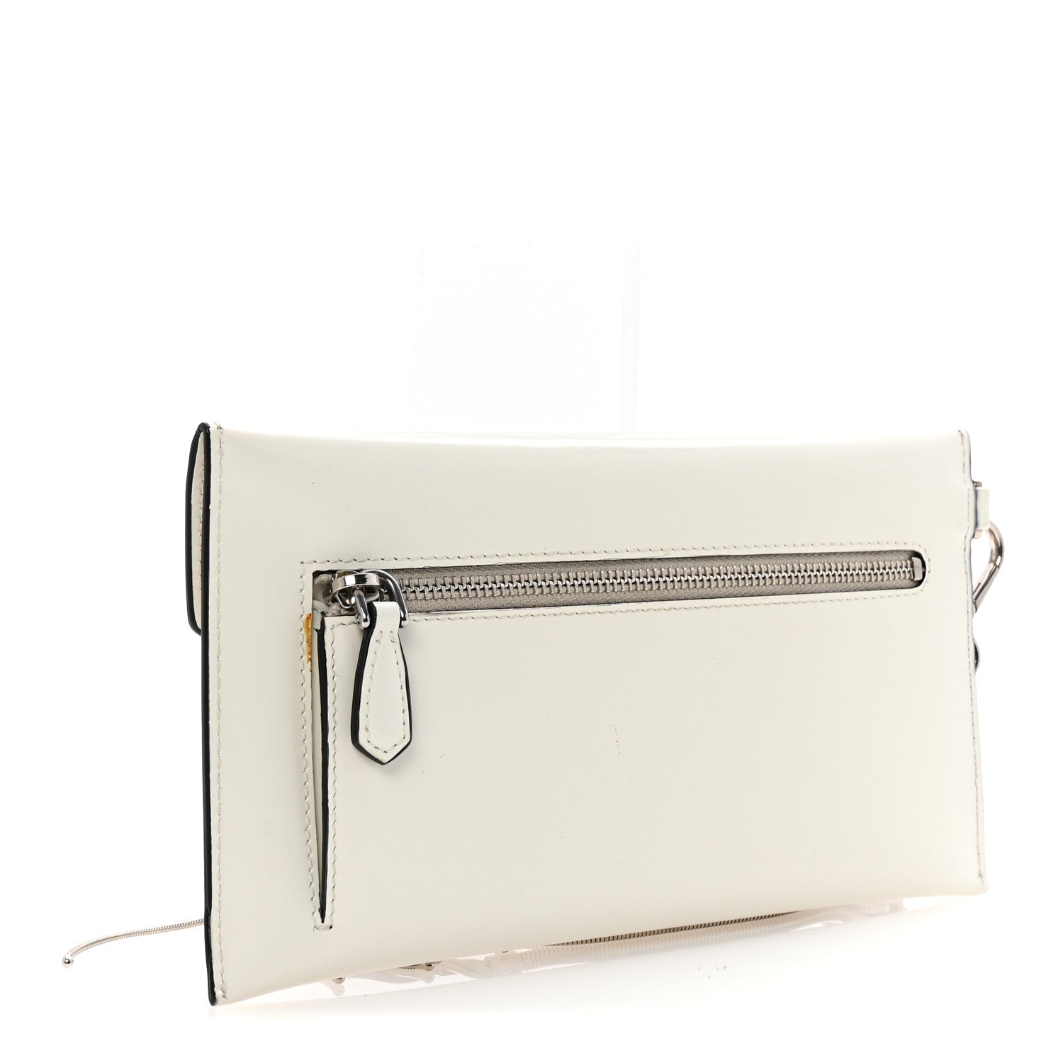 Prada Spazzolato Logo Wristlet White 1733348 – FASHIONPHILE