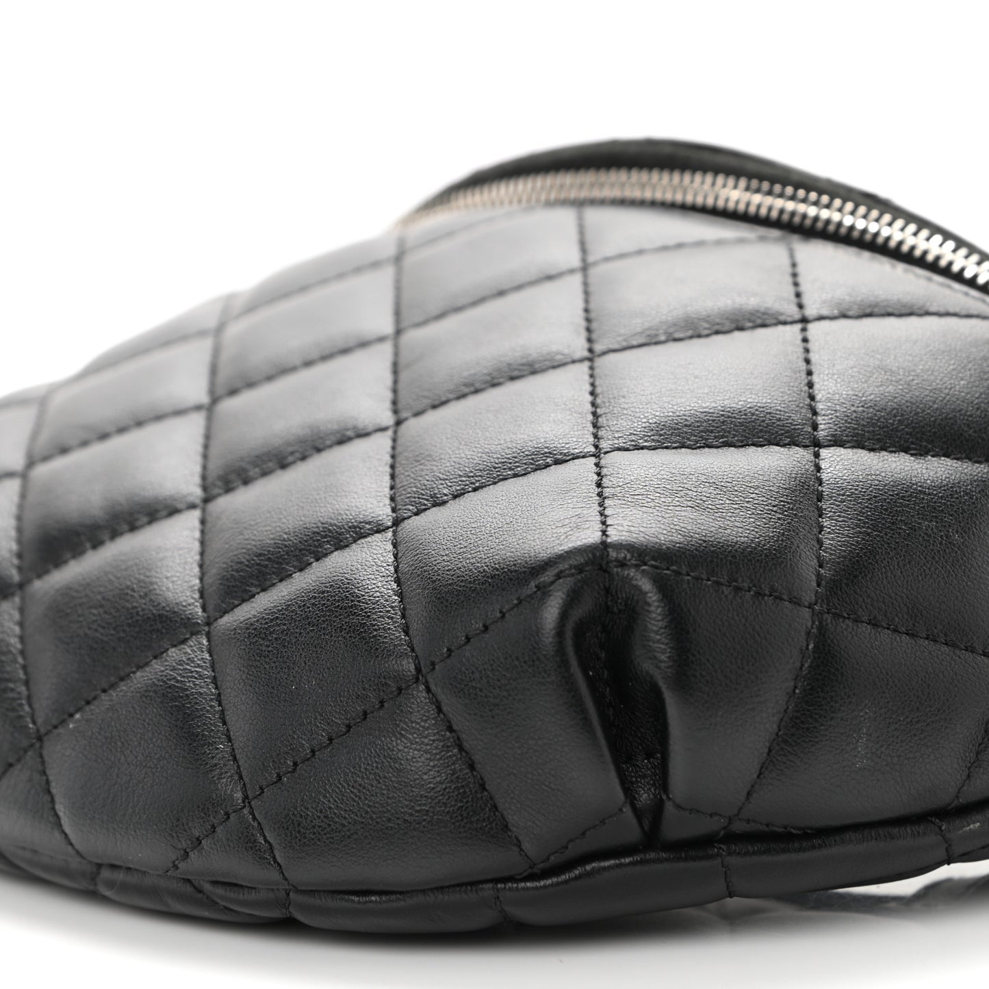 Lambskin Quilted Waist Belt Bag Black
