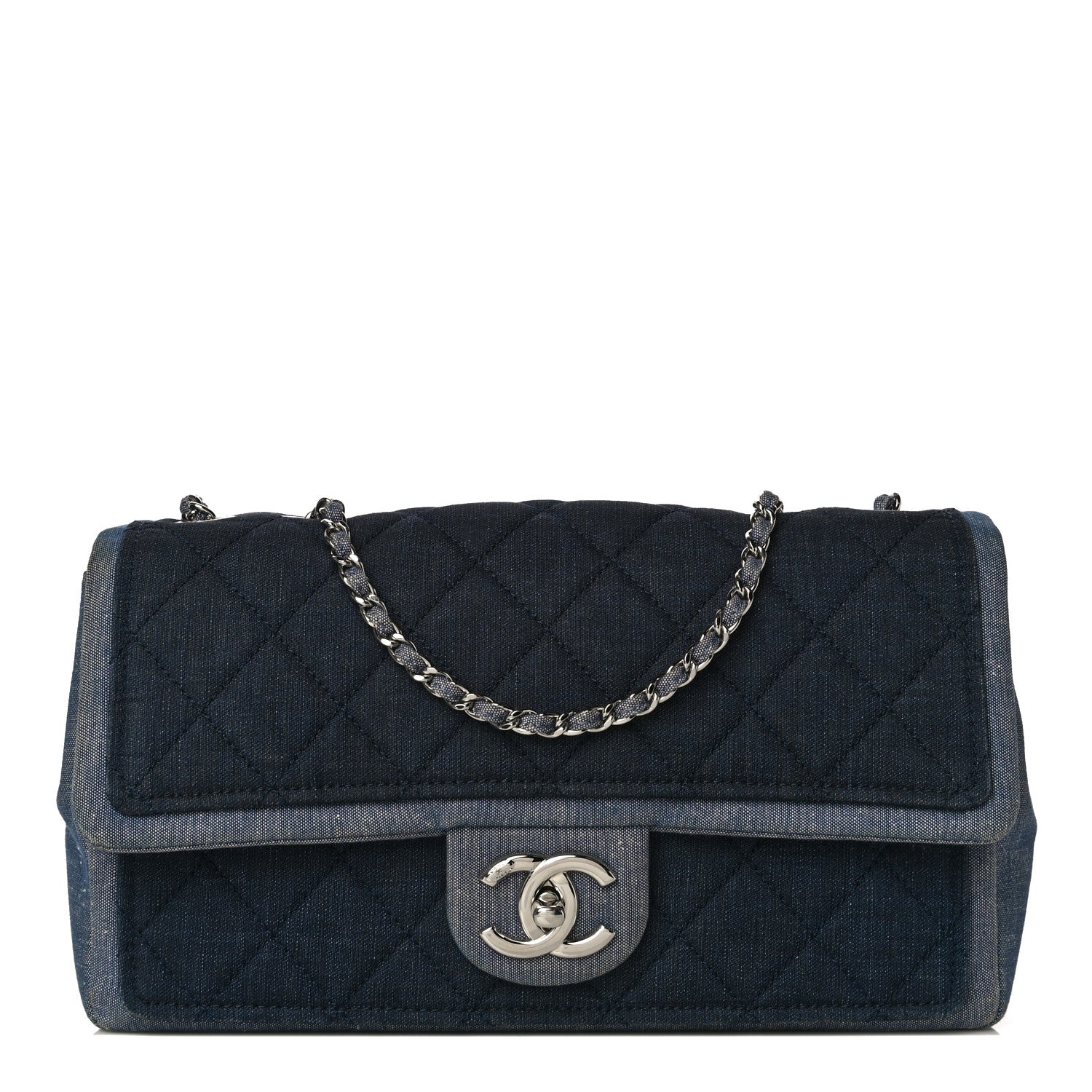 Chanel Denim Quilted Medium Graphic Flap Light Blue 1 of 18