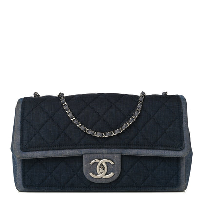 Chanel Denim Quilted Medium Graphic Flap Light Blue 1 of 18