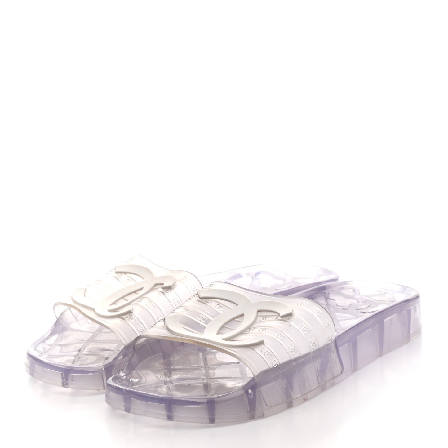 PVC Transparent CC Flat Slide Sandals 36 White