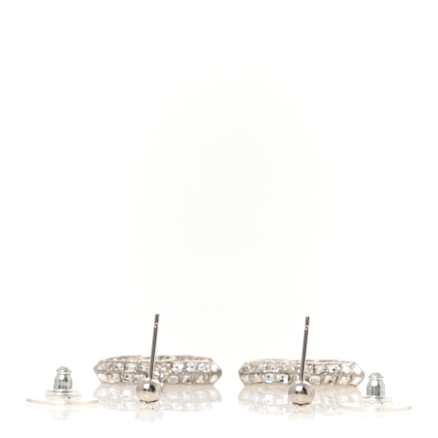 Chanel Baguette Crystal CC Drop Earrings Silver 3 of 5