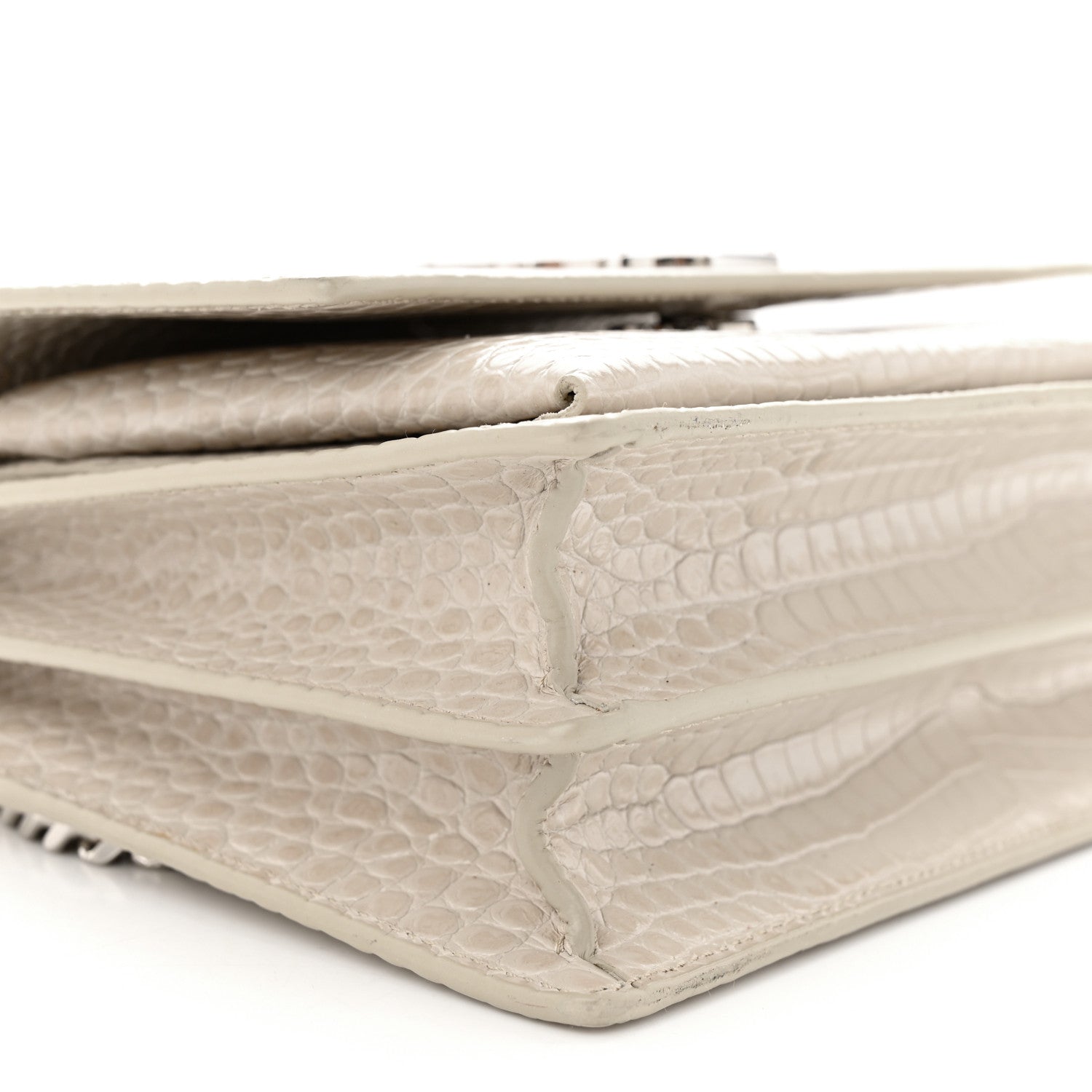 Saint Laurent Calfskin Crocodile Embossed Medium Monogram Sunset Blanc Vintage 9 of 11