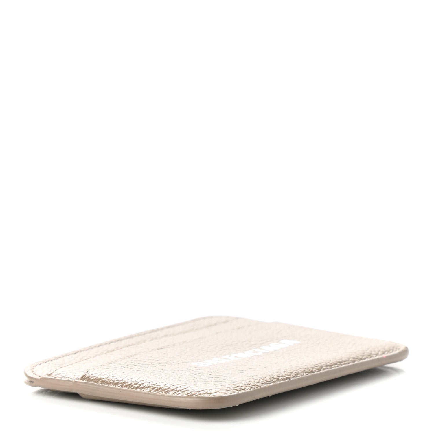 Balenciaga Grained Calfskin Logo Cash Rounded Card Holder Mink Grey White 4 of 9