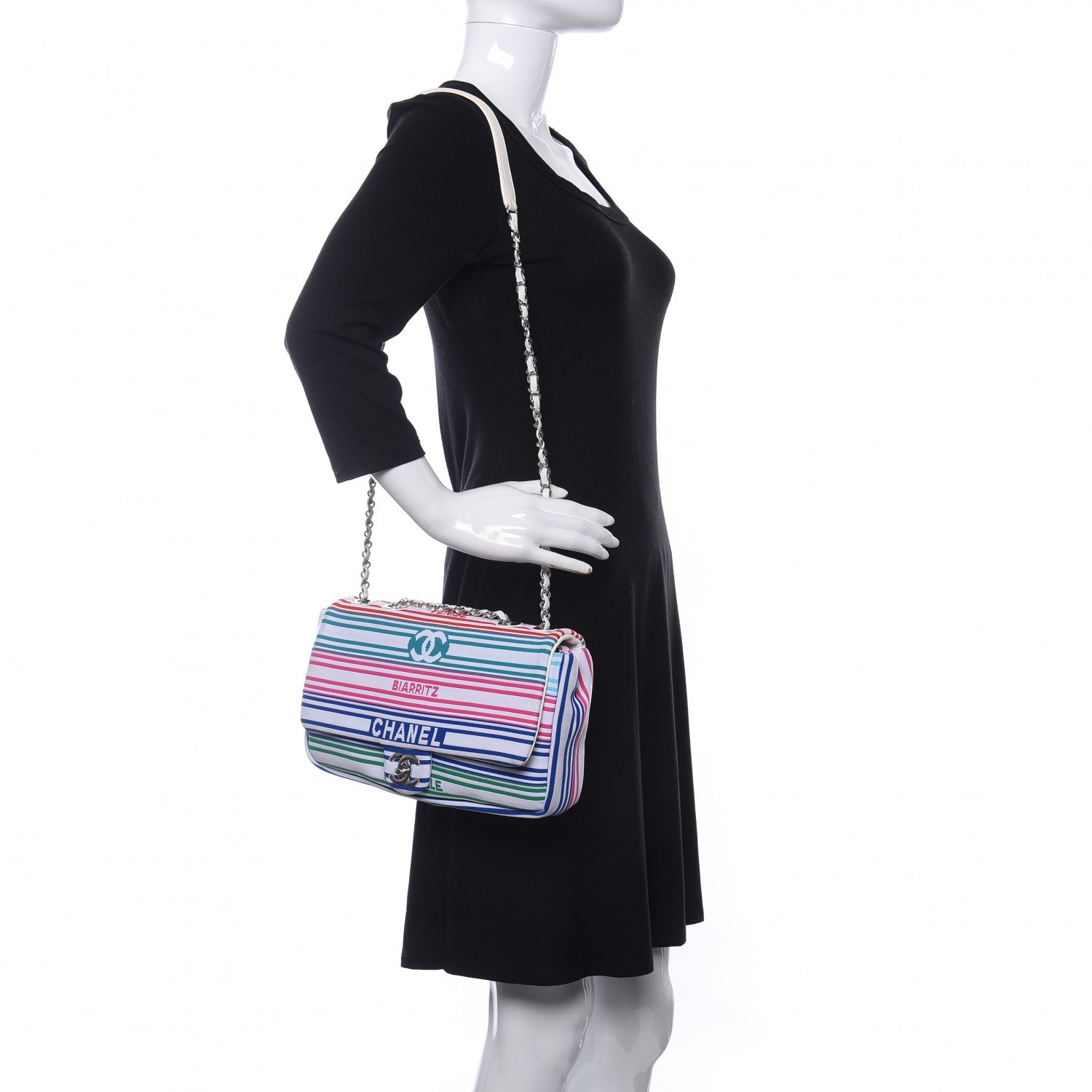 Chanel Mixed Fibers Lambskin Venise Biarritz Flap Bag Multicolor White 2 of 13