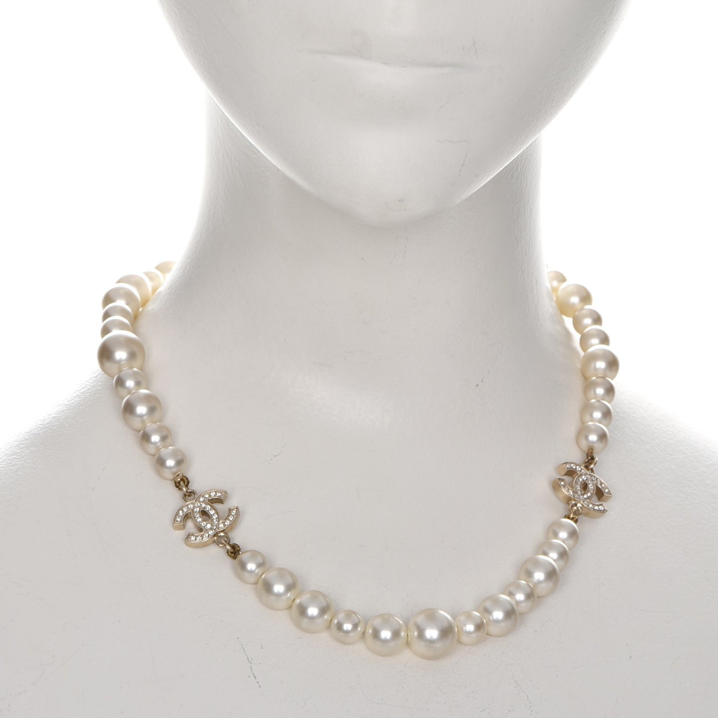 Crystal Pearl CC Short Necklace Gold