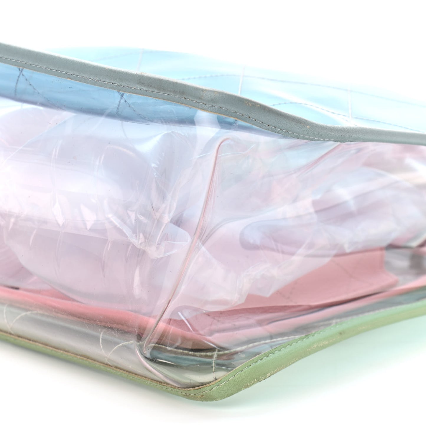 PVC Lambskin Stitched Medium Coco Splash Shopping Bag Blue Green Pink