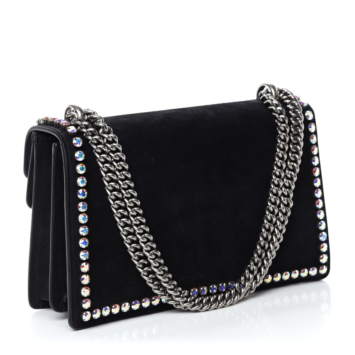 Gucci Suede Crystal Small Dionysus Shoulder Bag Black 3 of 12