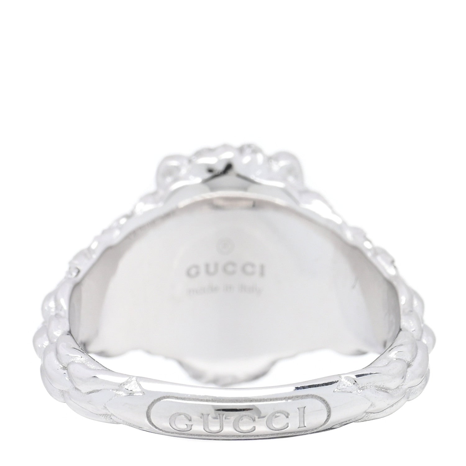 Gucci 18K White Gold Diamond Aquamarine Pave Lion Head Ring 52 6 3 of 4