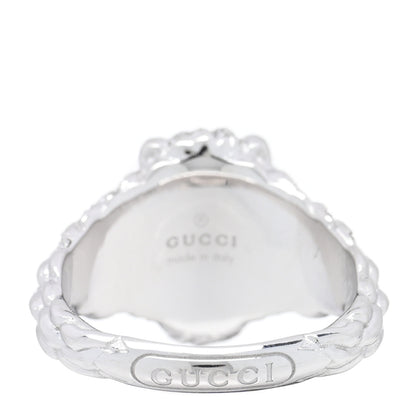 Gucci 18K White Gold Diamond Aquamarine Pave Lion Head Ring 52 6 3 of 4