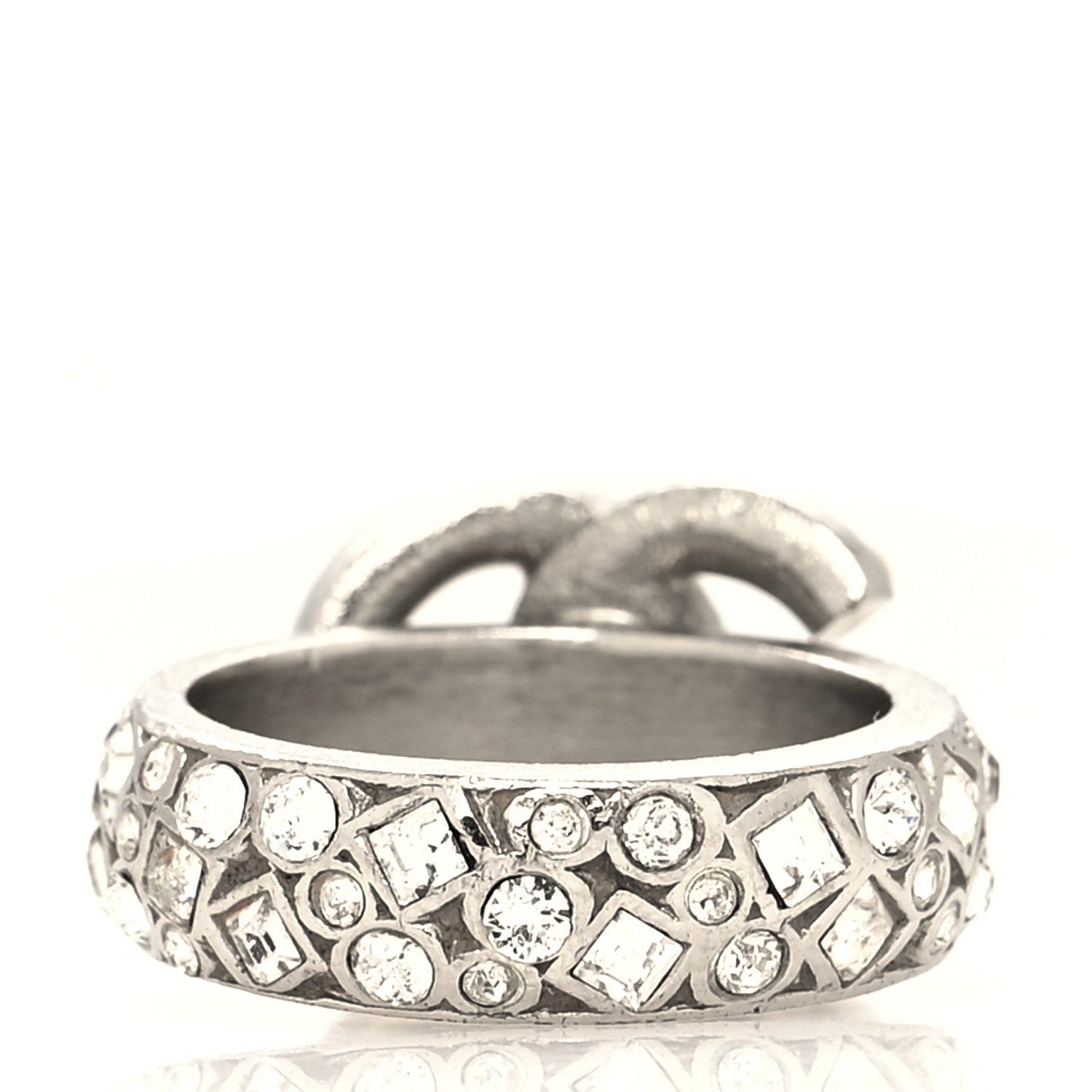 Chanel Crystal CC Ring 6 Silver 3 of 4