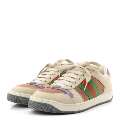 Gucci Moire Fabric Nubuck Web Womens Screener Sneakers 38 Cinnamon Dusty Milk New Lavender 4 of 10