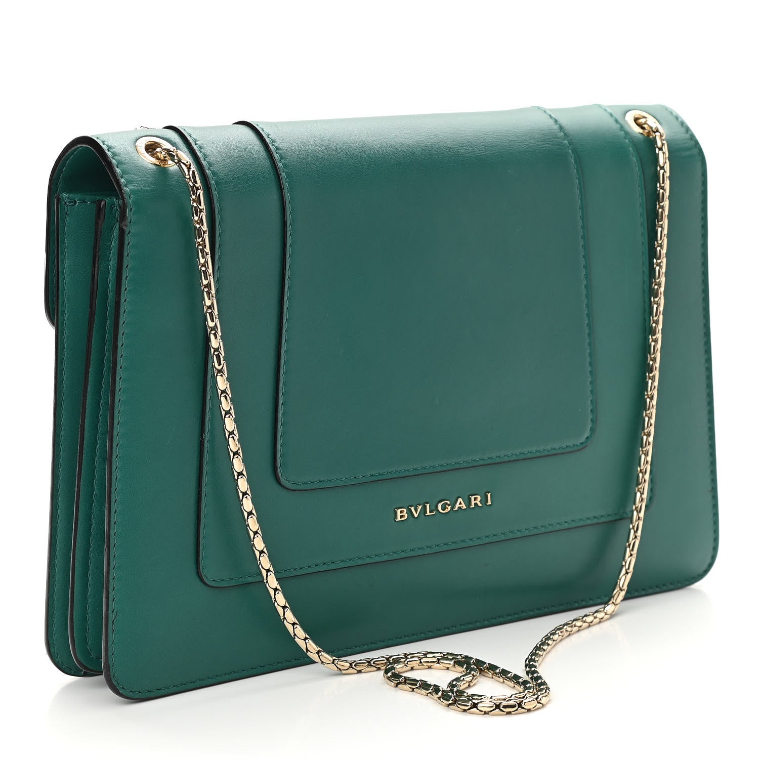 Bulgari Calfskin Serpenti Forever Shoulder Bag Emerald Green 3 of 9