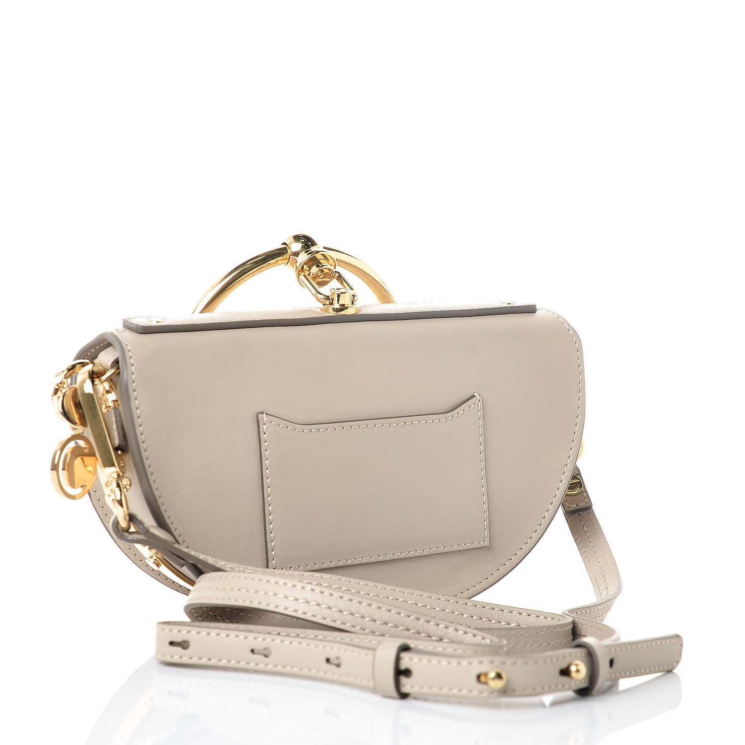 Chloe Calfskin Lambskin Quilted Studded Small Nile Bracelet Minaudiere Bag Pastel Grey 3 of 8