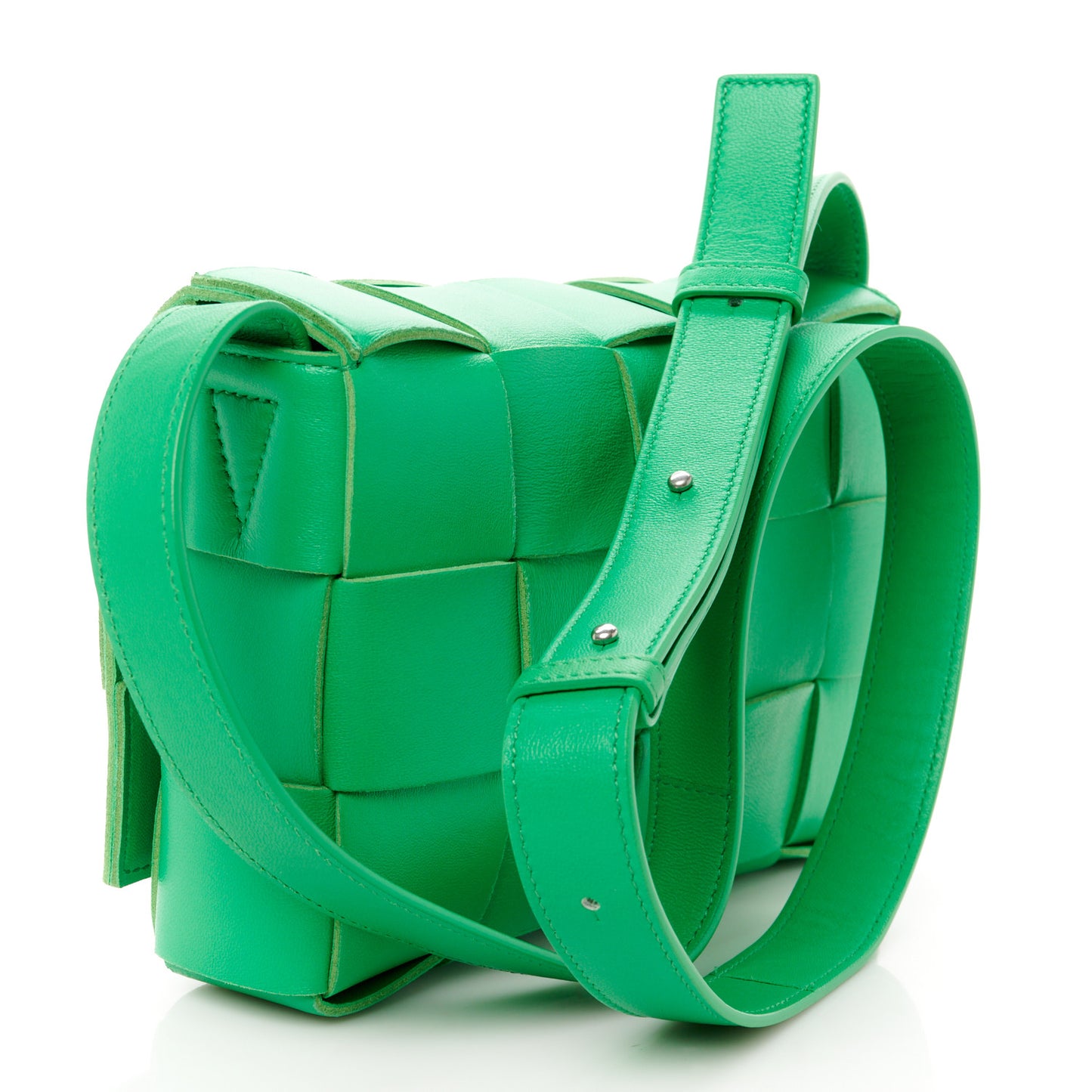 Lambskin Maxi Intrecciato Cassette Crossbody Bag Grass