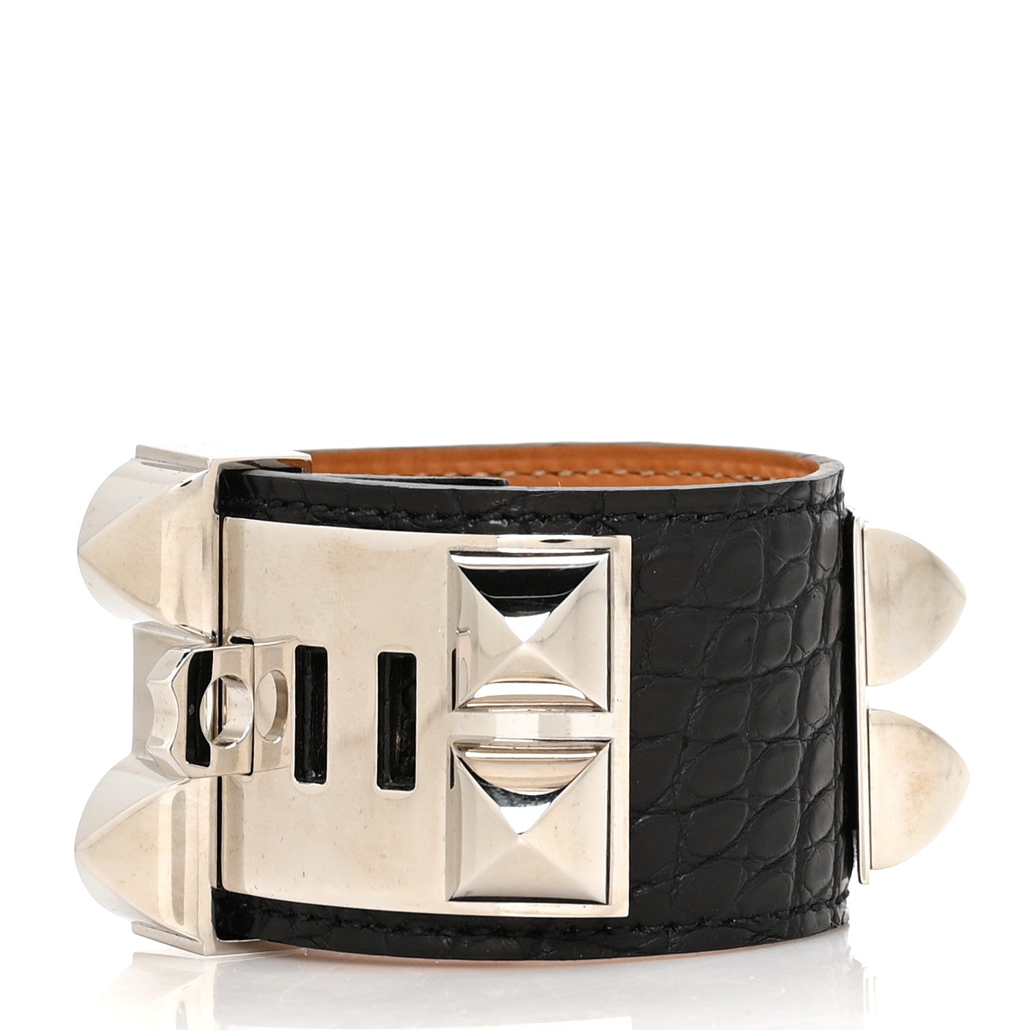 Hermes Shiny Alligator Collier de Chien CDC Bracelet S Black 3 of 6