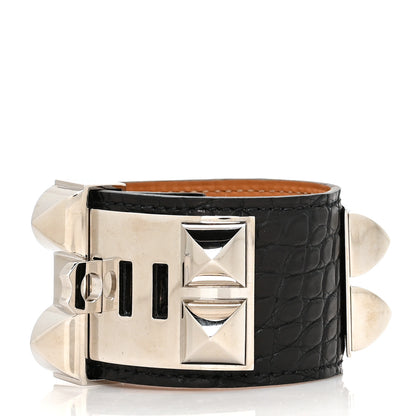 Hermes Shiny Alligator Collier de Chien CDC Bracelet S Black 3 of 6