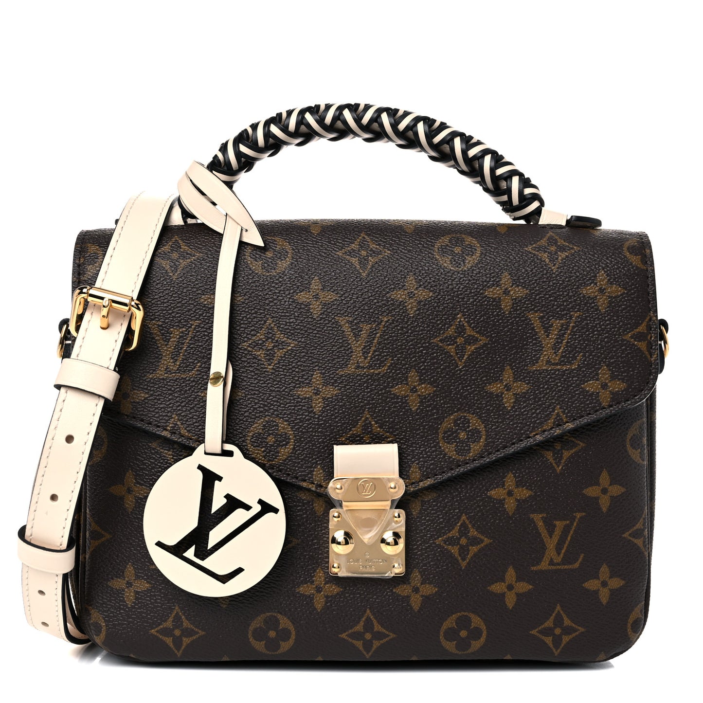 Monogram Braided Pochette Metis Creme Beige