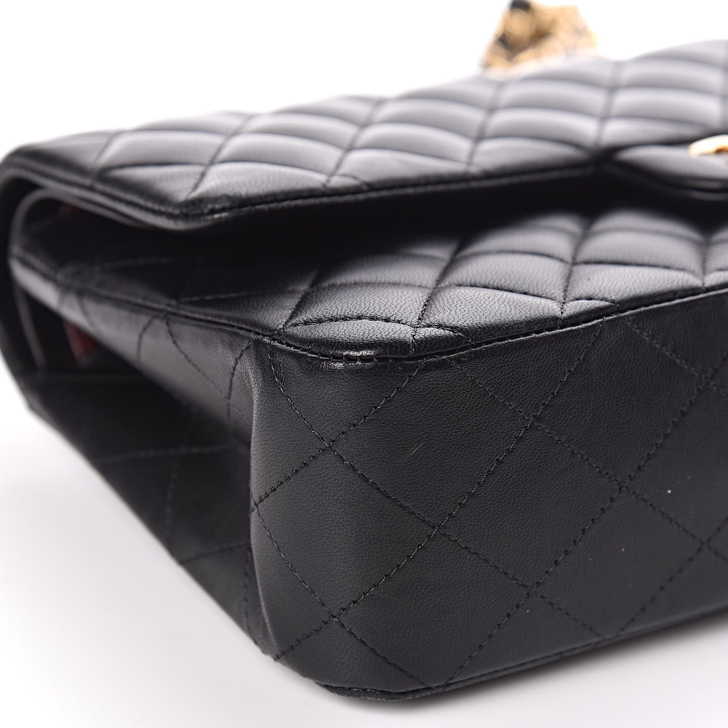 Lambskin Quilted Medium Double Flap Black