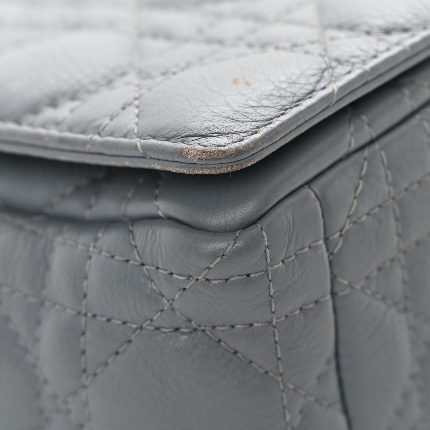 Calfskin Cannage Small Caro Bag Grey