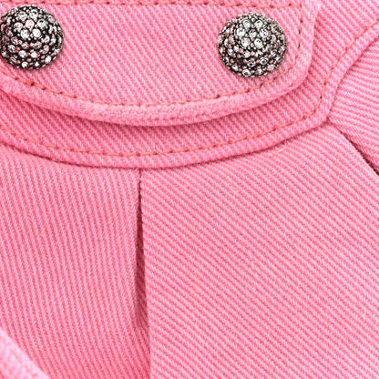 Balenciaga Washed Frayed Denim Crystal Le Cagole Shoulder Bag XS Denim Pink 8 of 10