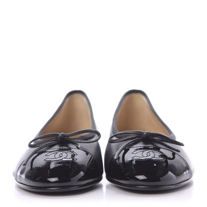 Chanel Lambskin Cap Toe Ballerina Flats 37.5 Black 2 of 11