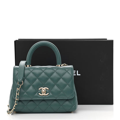 Chanel Caviar Quilted Extra Mini Coco Handle Flap Green 11 of 11