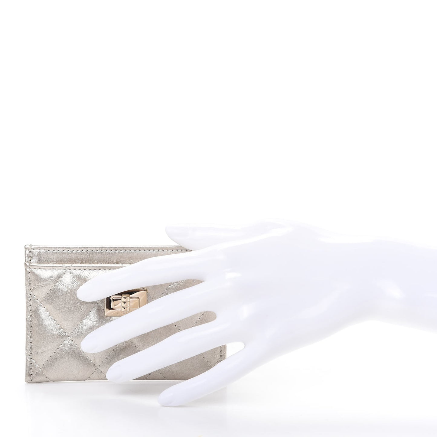 Metallic Aged Calfskin Quilted Reissue Card Holder Gold