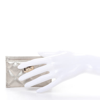 Chanel Metallic Aged Calfskin Quilted Reissue Card Holder Gold 2 of 8